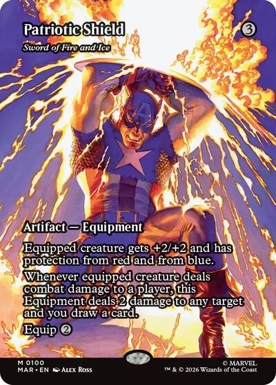 Patriotic Shield - Sword of Fire and Ice (Borderless) (Marvel Eternal-Legal) Light Play Foil