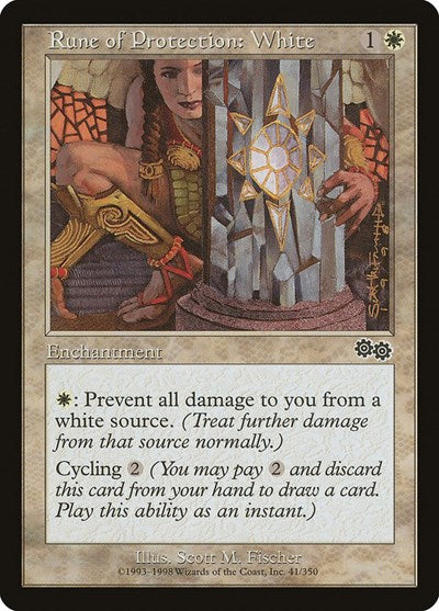 Rune of Protection: White (Urza's Saga) Light Play