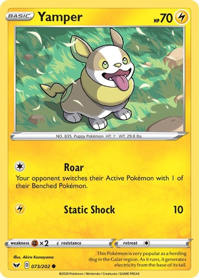 Yamper (073) (SWSH01: Sword & Shield Base Set) Light Play Reverse Holofoil