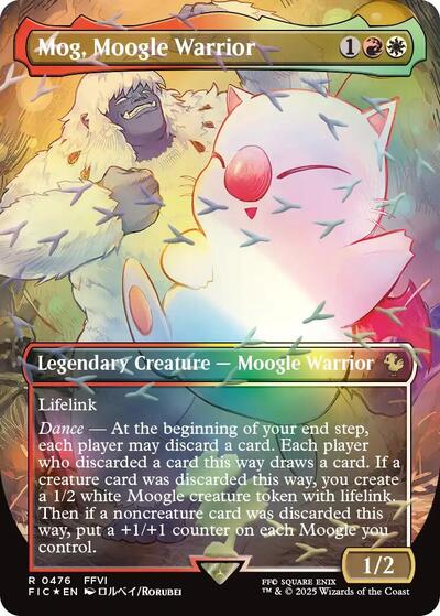 Mog, Moogle Warrior (Borderless) (Chocobo Track Foil) (Commander: FINAL FANTASY) Light Play Foil