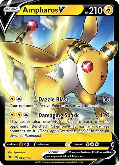 Ampharos V (SWSH04: Vivid Voltage) Light Play Holofoil