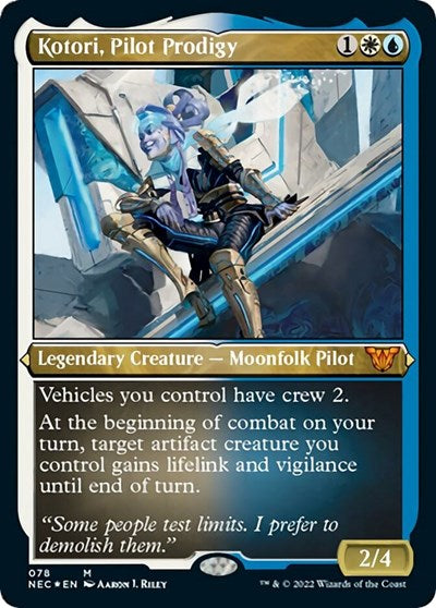 Kotori, Pilot Prodigy (Display Commander) - Thick Stock (Commander: Kamigawa: Neon Dynasty) Light Play Foil