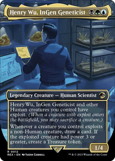 Henry Wu, InGen Geneticist (Borderless) (Universes Beyond: Jurassic World Collection) Light Play Foil