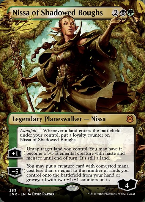 Nissa of Shadowed Boughs (Borderless) (Zendikar Rising) Light Play