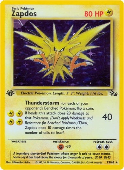 Zapdos (15) (Fossil) Medium Play Holofoil Unlimited