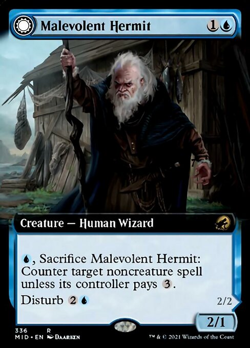 Malevolent Hermit / Benevolent Geist (Extended Art) (Innistrad: Midnight Hunt) Light Play