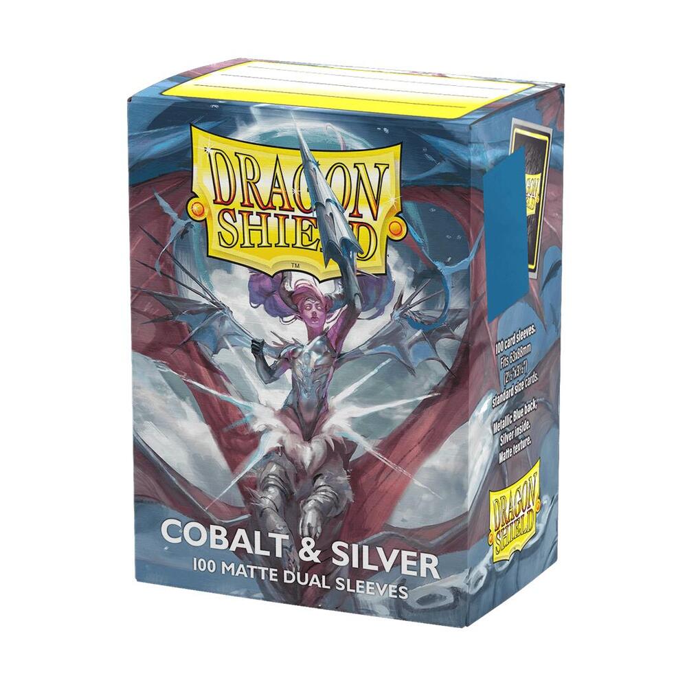 Dragon Shield Dual Matte Standard Sleeves - Cobalt & Silver (100-Pack) - Dragon Shield Card Sleeves