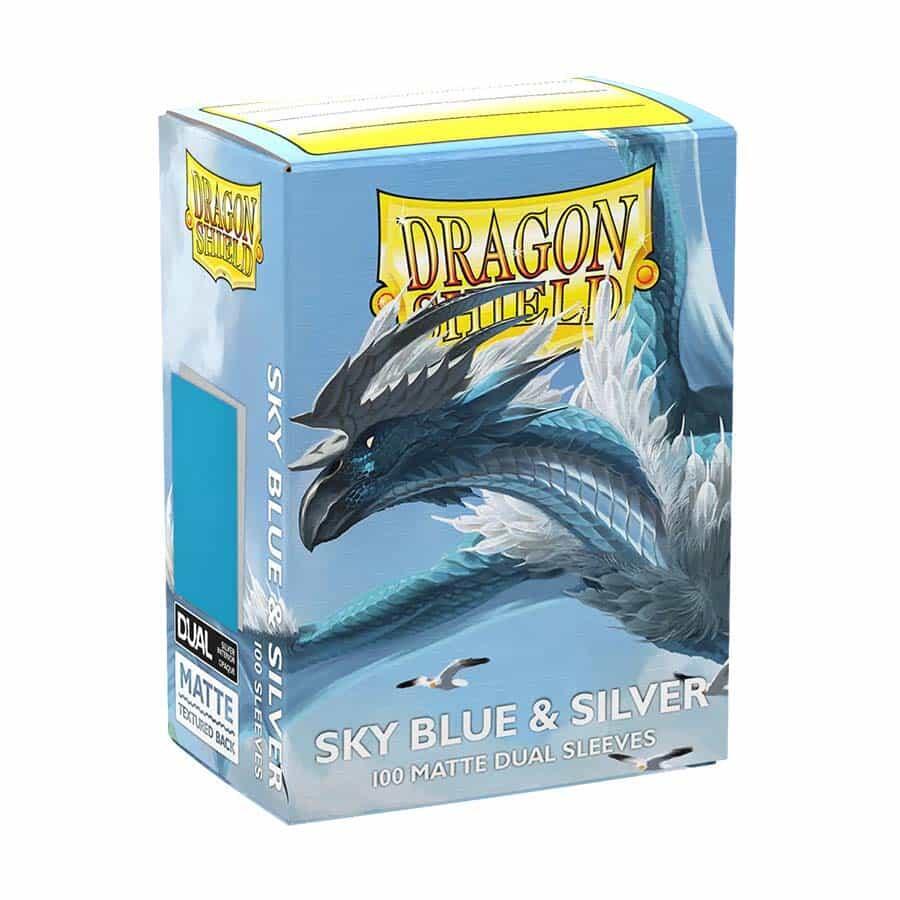 Dragon Shield Dual Matte Standard Sleeves - Sky Blue & Silver (100 Pack) - Dragon Shield Card Sleeves