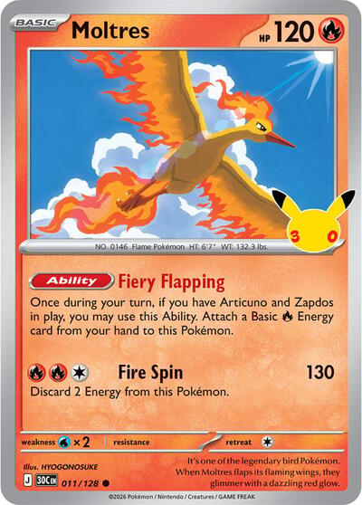 Moltres - 011 (ME: 30th Celebration) Light Play Holofoil