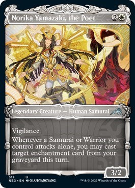 Norika Yamazaki, the Poet (Showcase) (Kamigawa: Neon Dynasty) Light Play Foil