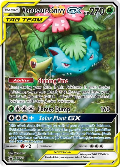 Venusaur & Snivy GX - SM229 (SM Promos) Medium Play Holofoil