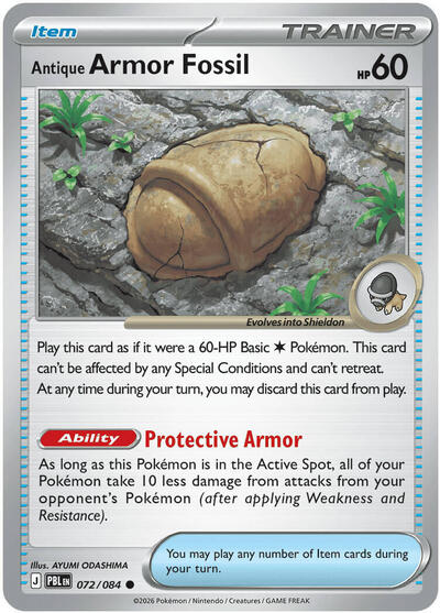 Antique Armor Fossil (ME05: Pitch Black) Light Play Reverse Holofoil