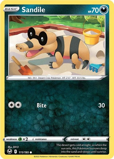 Sandile (SWSH12: Silver Tempest) Light Play Reverse Holofoil