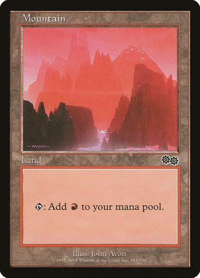 Mountain (343) (Urza's Saga) Light Play