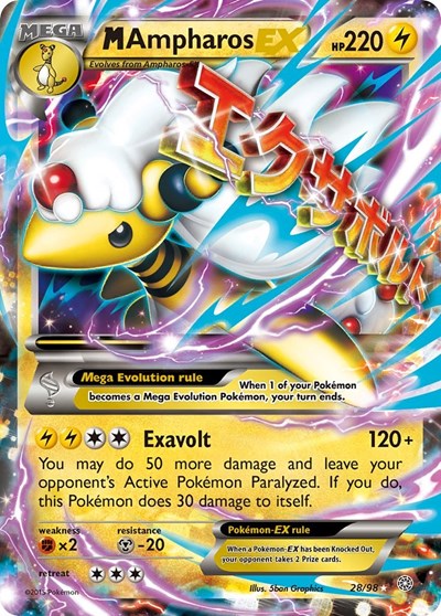 M Ampharos EX (XY - Ancient Origins) Damaged / Poor Holofoil