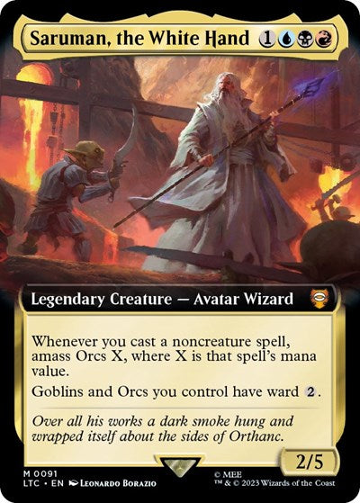 Saruman, the White Hand (Extended Art) (Commander: The Lord of the Rings: Tales of Middle-earth) Light Play Foil