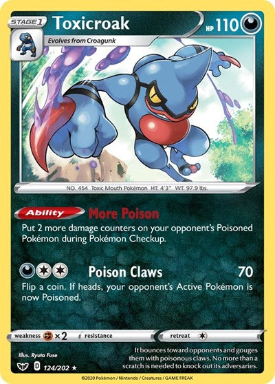 Toxicroak (SWSH01: Sword & Shield Base Set) Light Play Reverse Holofoil