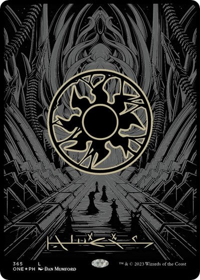 Plains (Phyrexian) - Full Art (Oil Slick Raised Foil) (Phyrexia: All Will Be One) Light Play Foil