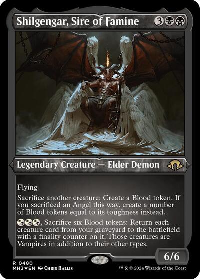 Shilgengar, Sire of Famine (Foil Etched) (Modern Horizons 3) Light Play Foil