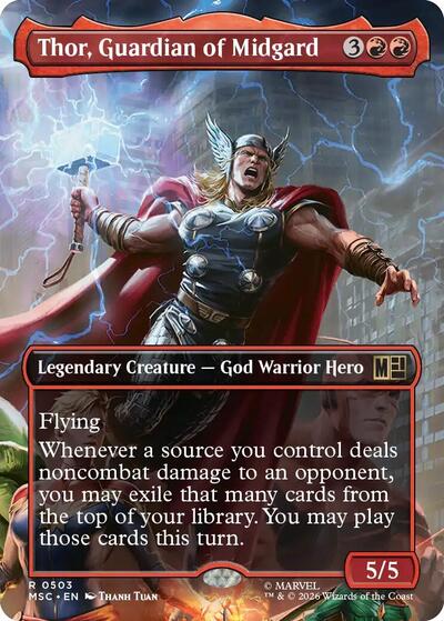 Thor, Guardian of Midgard (Borderless) (Commander: Marvel Super Heroes) Light Play