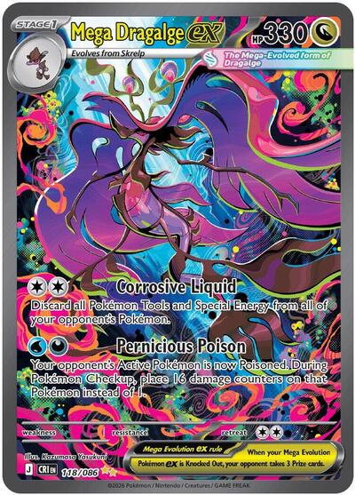 Mega Dragalge ex - 118 (ME04: Chaos Rising) Near Mint Holofoil