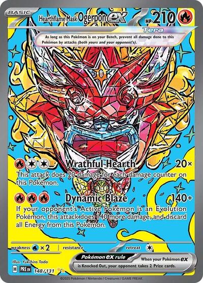 Hearthflame Mask Ogerpon ex - 148 (SV: Prismatic Evolutions) Light Play Holofoil