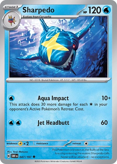 Sharpedo (Scarlet and  Violet: Obsidian Flames) Light Play Reverse Holofoil