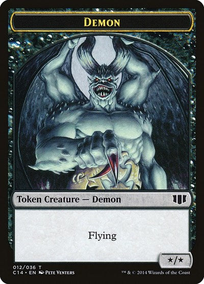 Demon (*/*) / Zombie (Black) Double-sided Token (Commander 2014) Light Play