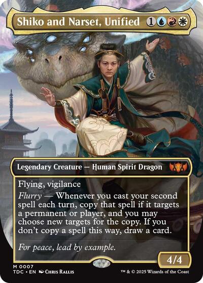 Shiko and Narset, Unified (Borderless) (Commander: Tarkir: Dragonstorm) Light Play