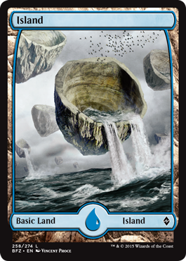 Island (258) (Full Art) (Battle for Zendikar) Light Play