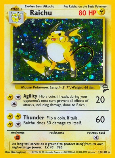 Raichu (Base Set 2) Medium Play Holofoil