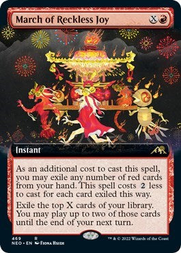 March of Reckless Joy (Extended Art) (Kamigawa: Neon Dynasty) Light Play Foil
