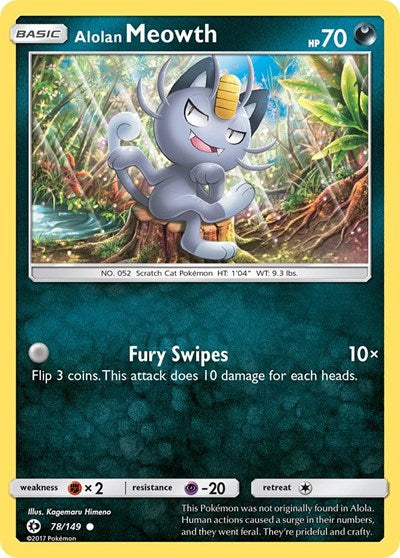 Alolan Meowth (SM Base Set) Light Play
