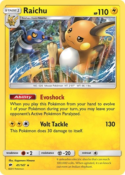 Raichu (SM - Burning Shadows) Heavy Play Holofoil