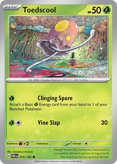 Toedscool - 015 (Scarlet and Violet: Paradox Rift) Light Play Reverse Holofoil