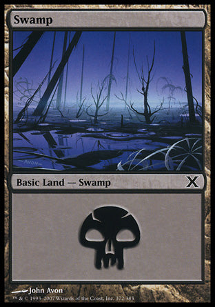 Swamp (372) (10th Edition) Light Play