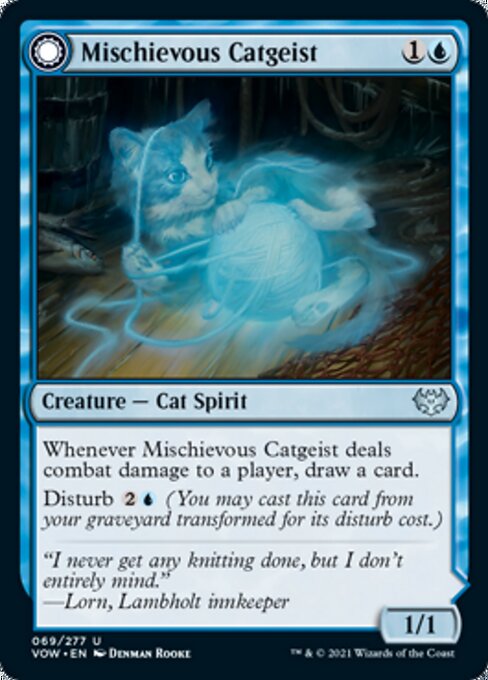 Mischievous Catgeist / Catlike Curiosity (Innistrad: Crimson Vow) Light Play