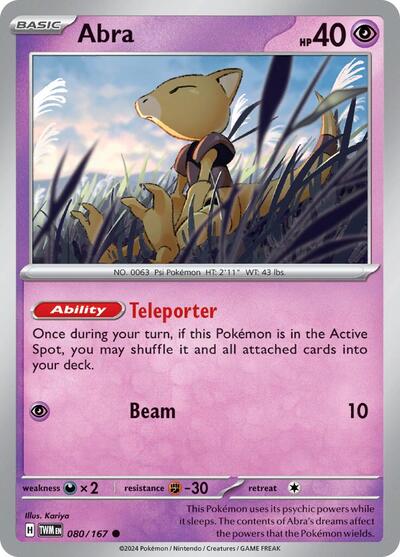 Abra (SV06: Twilight Masquerade) Light Play Reverse Holofoil