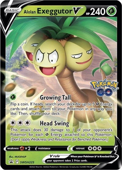 Alolan Exeggutor V - SWSH225 (SWSH: Sword & Shield Promo Cards) Heavy Play Holofoil