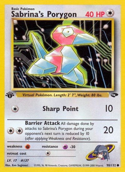 Sabrina's Porygon (Gym Challenge) Light Play 1st Edition