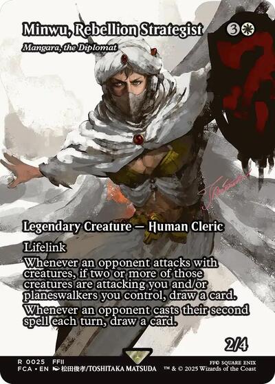 Minwu, Rebellion Strategist - Mangura, the Diplomat (Showcase) (Universes Beyond: FINAL FANTASY: Through the Ages) Light Play