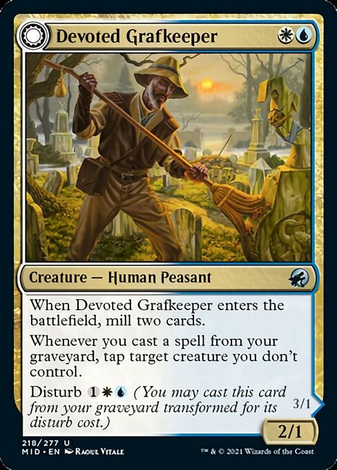 Devoted Grafkeeper / Departed Soulkeeper (Innistrad: Midnight Hunt) Damaged / Poor