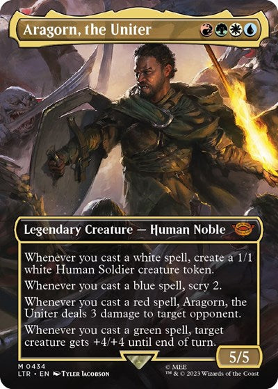Aragorn, the Uniter (Borderless) (Universes Beyond: The Lord of the Rings: Tales of Middle-earth) Light Play Foil