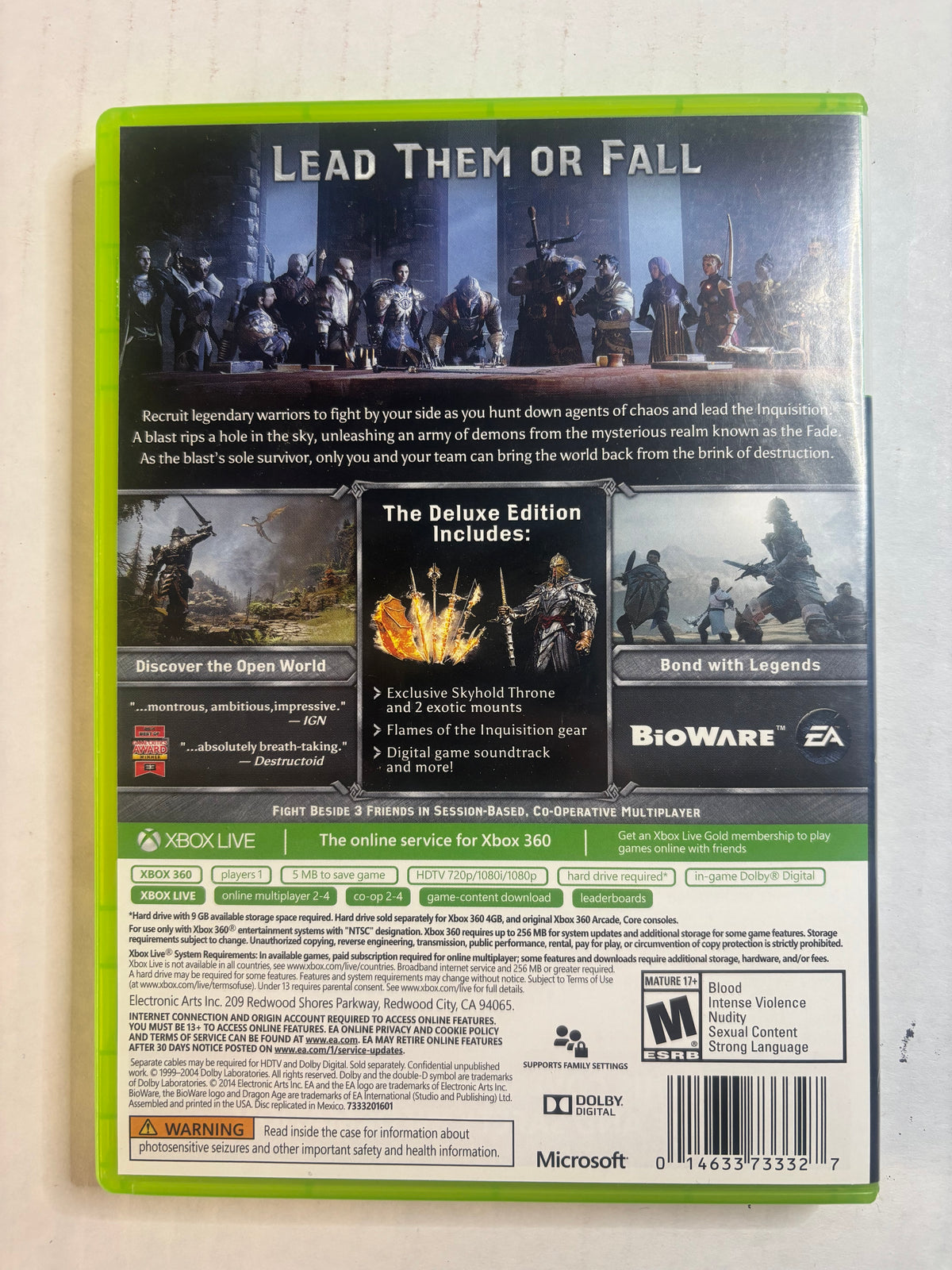 Dragon Age Inquisition Deluxe Edition (Xbox 360) (No Manual) (Tested/Working)