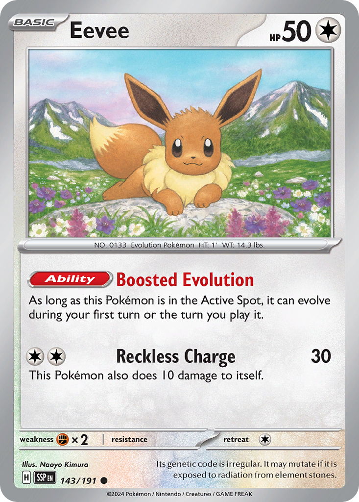 Eevee (SV08: Surging Sparks) Light Play Reverse Holofoil