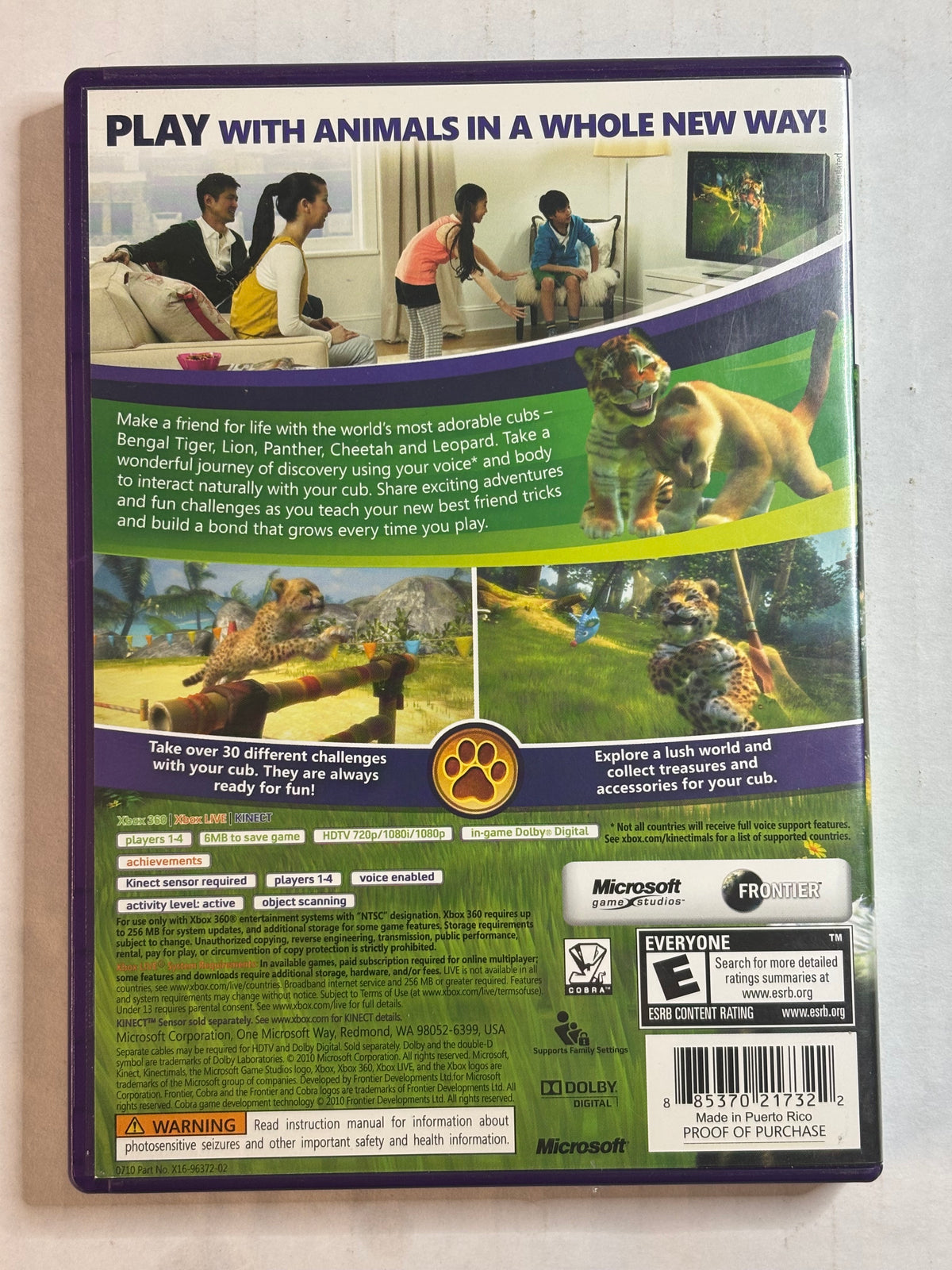 Kinectimals (Xbox 360) (Complete In Box) (Tested/Working)
