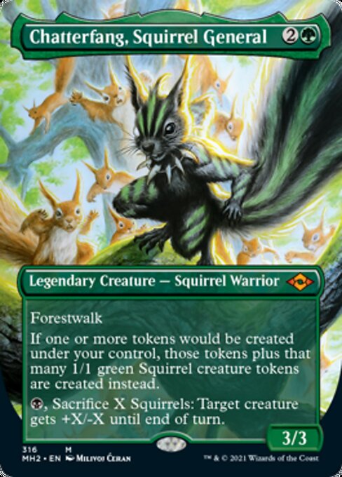 Chatterfang, Squirrel General (Borderless) (Modern Horizons 2) Light Play Foil