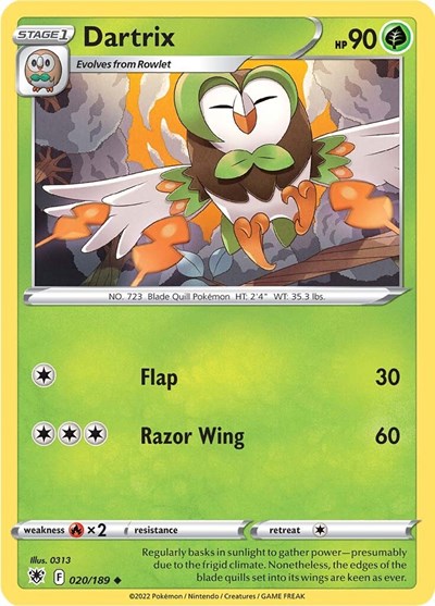 Dartrix (SWSH10: Astral Radiance) Light Play Reverse Holofoil