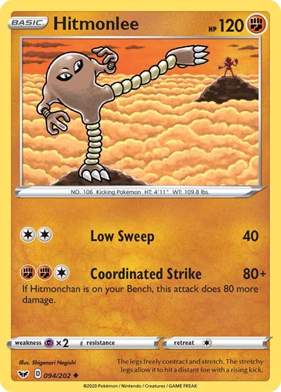 Hitmonlee (SWSH01: Sword & Shield Base Set) Light Play