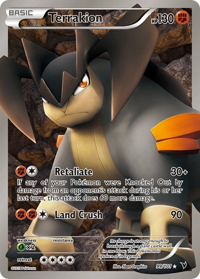 Terrakion (99 Full Art) (Noble Victories) Light Play Holofoil